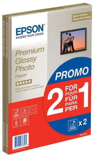 Epson Fotópapír Premium Glossy, A4, 2x15 lap, 255g/m2, fényes (C13S042169)