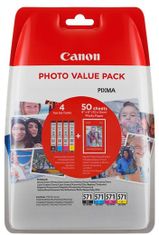 CANON CLI-571 C/M/Y/BK Photo Value pack + 4x6 Photo Paper (PP-201 50sheets) (0386C006)