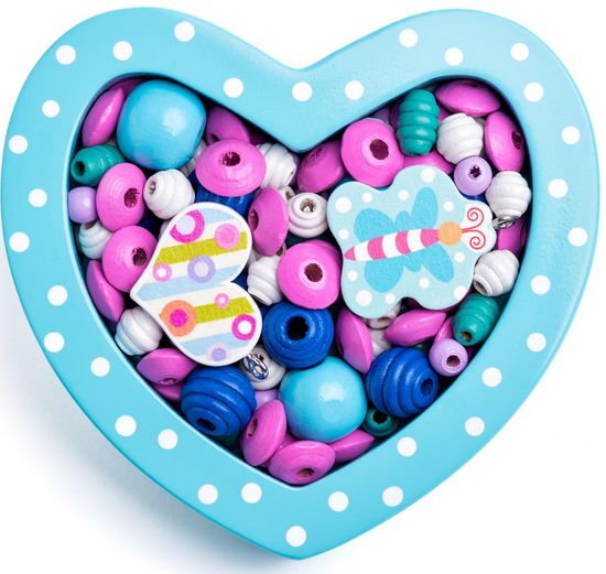 Woody Felfűzhető gyöngyök - Kis szív türkiz