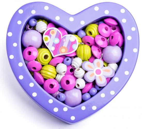 Woody Felfűzhető gyöngyök - Kis szív lila