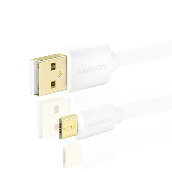 AXAGON BUMM-AM30QW-, HQ Micro USB kábel-USB A adat és töltés 2A, fehér, 3 m BUMM-AM30QW