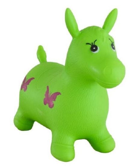 Teddies ugráló ló, gumis, zöld 49x43x28 cm zacskóban