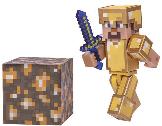 TM Toys Minecraft - Steve gyűjthető figura arany páncélban