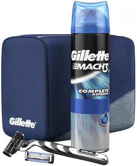 Gillette Mach3 borotva + tartalék fejek + borotvazselé + táska szett