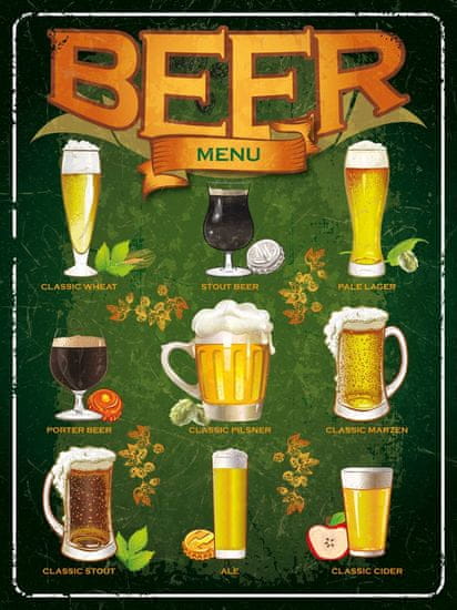 Postershop Fémtábla - Beer menu
