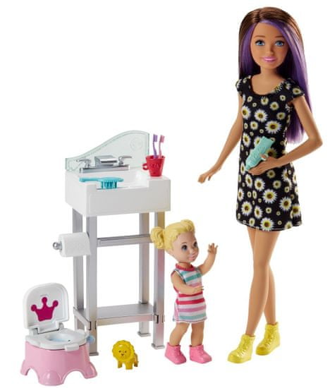 Mattel Barbie bébiszitter játékkészlet - baba virágos ruhában