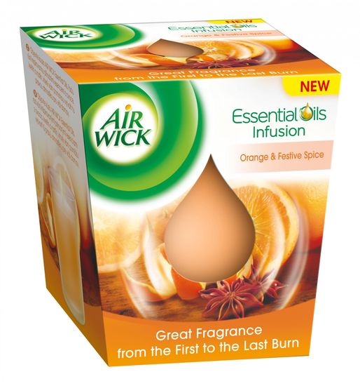 Air wick Essential Oils Infusion DECO gyertya - Narancs és ünnepi fűszerek 150g