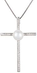 JwL Luxury Pearls Ezüst Kereszt nyaklánc igazgyönggyel JL0455 (lánc, medál)