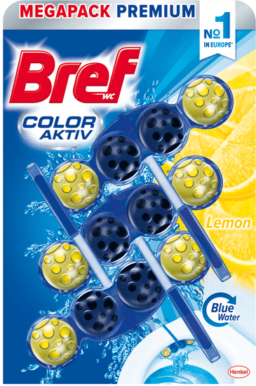 Bref Color Aktiv Lemon WC tisztító blokk - 3 x 50 g