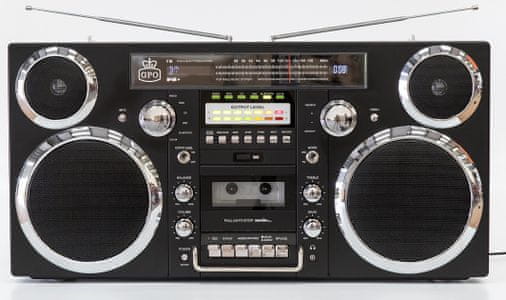 GPO Retro Brooklyn zenei rendszer a 80-as évek stílusában, 2× 40 W tölthető li-ion akkumulátor