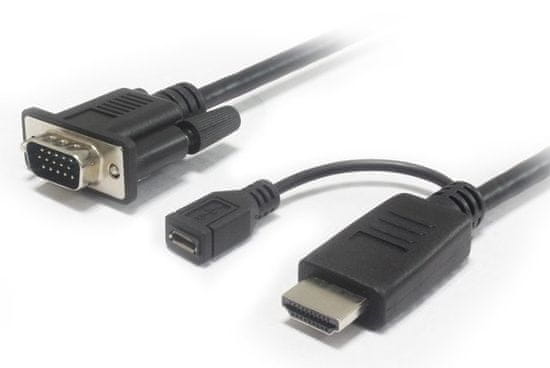 PremiumCord Kábeles átalakító HDMI-ről VGA-ra és microUSB töltő porttal, 2 m khcon-20