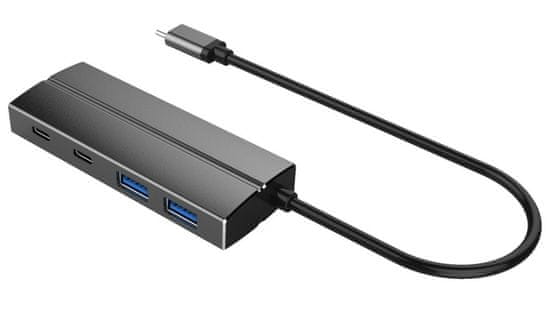 PremiumCord 10G SuperSpeed USB Hub Type C to 2× USB 3.1 A + 2× USB 3.1 C, alumínium ku31hub07