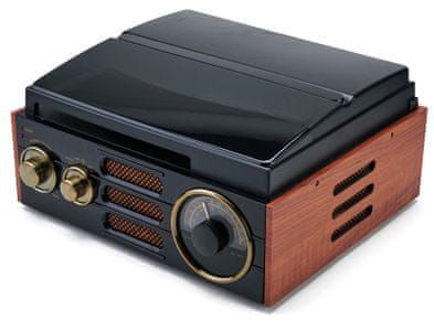 GPO Retro Empire gramofon 3 sebességfokozattal, am és fm rádióval, 2× 3 W-os hangszórókkal