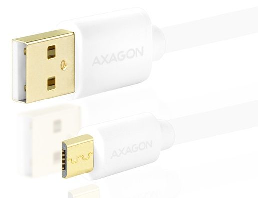 AXAGON BUMM-AM15QW, HQ Kábel MicroUSB <-> USB A, adat- és töltőkábel 2 A, fehér, 1,5 m