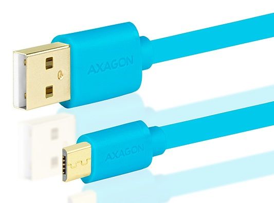 AXAGON BUMM-AM20QL, HQ Kábel MicroUSB <-> USB A, adat- és töltőkábel 2 A, kék, 2 m