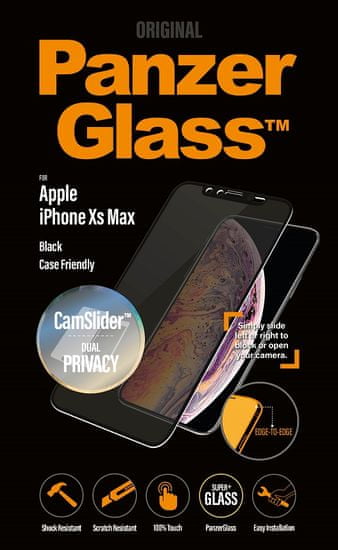 PanzerGlass Edge-to-Edge adatvédelem Apple iPhone Xs Max fekete CamSliderrel (P2658)