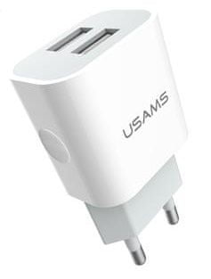 USAMS CC023 USB 2,4 A Dual hálózati utazási töltő White (EU Blister) 2433534