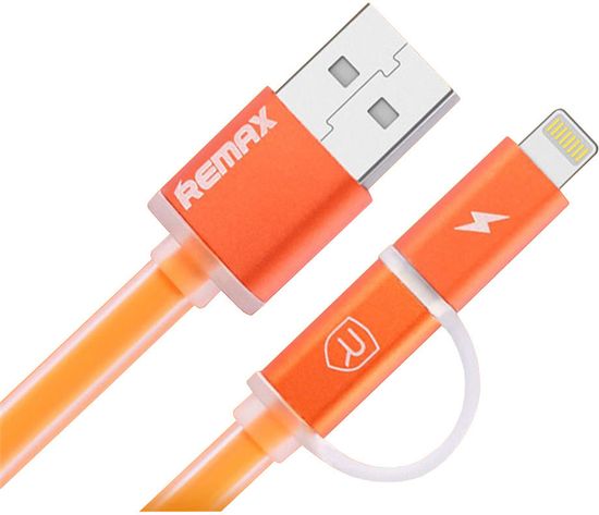 REMAX Az AURORA micro USB / Lightning AA-1147 adatkábel - narancssárga