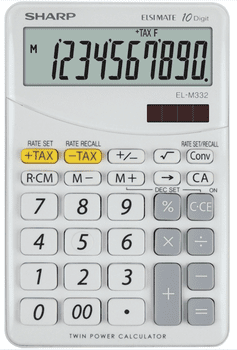 Sharp ELM332BWH (SH-ELM332BWH) asztali számológép, napelemes, kicsi, könnyű, alapvető