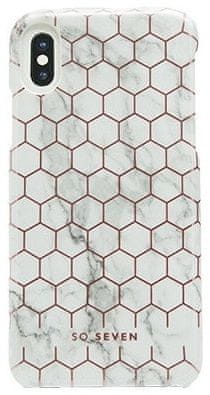 SO SEVEN Fashion Milan Hexagonal Marble White/Rose Gold iPhone X/XS SSBKC0010