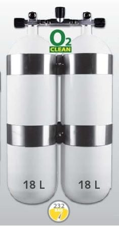 EUROCYLINDER Ikerpalack 2 x 18 L 230 bar gyűjtőcsővel és karikákkal
