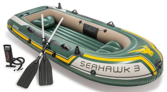 Intex Seahawk 3 csónakkészlet kézi szivattyúval és alumínium lapátokkal