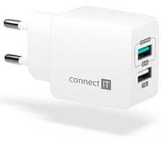 Connect IT Fast Charge töltőadapter 2× USB-A, 3,4 A, fehér CWC-2015-WH