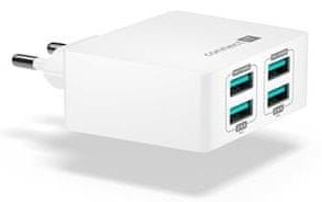 Connect IT Fast Charge töltőadapter 4× USB-A, 4,8 A, fehér CWC-4010-WH