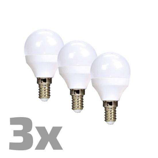 Solight LED izzó 3-pack, miniglobe, 6W, E14, 3000K, 450lm. fehér kivitelben