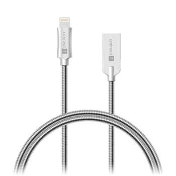 Connect IT Wirez Steel Knight Lightning - USB, metallic silver, 1 m CCA-4010-SL