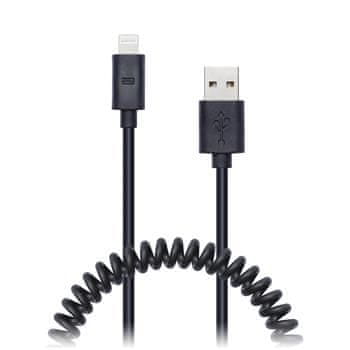 Connect IT Wirez Apple Lightning - USB rugalmas spirál kábel, 1,2 m, fekete CI-682