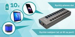I-TEC USB 3.0 Charging HUB 10 port hálózati adapterrel 48 W U3CHARGEHUB10