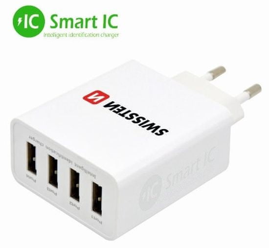 SWISSTEN SMART IC 4× USB 5 A Power hálózati adapter, fehér 22013320