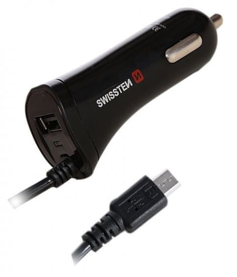 SWISSTEN CL autós töltő microUSB és USB 2,4 A Power 20111000