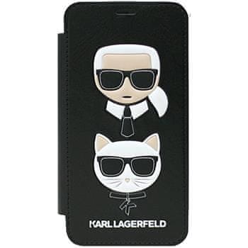 Karl Lagerfeld Karl and Choupette Book Pouzdro Black iPhone X KLFLBKPXKICKC számára