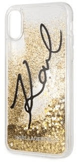 Karl Lagerfeld Signature TPU Case Glitter Star Gold iPhone XR KLHCI61TRKSIGGO számára