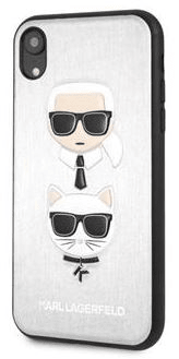 Karl Lagerfeld Karl and Choupette Silver Hard Case pro iPhone XR telefonra KLHCI61KICKCSSI