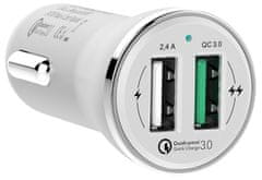GoGEN Autós szivargyújtós töltő CHQ 27 W, Qualcomm Quick Charge 3.0, 2× USB, fehér