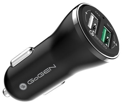 GoGEN Autós szivargyújtós töltő CHQ 27 W, Qualcomm Quick Charge 3.0, 2× USB, fekete