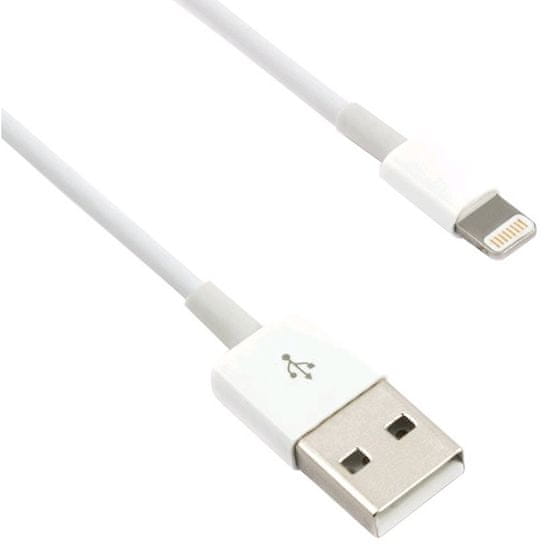 C-Tech Kábel USB 2.0 Lightning (IP5 és nagyobb) töltés és szinkronizálás, 1 m, fehér CB-APL-10W