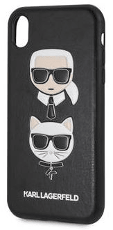 Karl Lagerfeld Karl and Choupette Hard Case Black az iPhone XR KLHCI61IKICKC számára