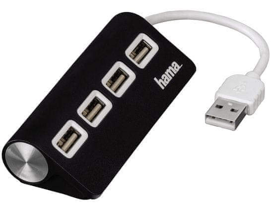 Hama USB 2.0 Hub 1:4, tápellátás USB, fekete 12177