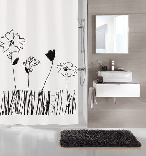 Kleine Wolke PEVA GRACE zuhanyfüggöny 180 x 200 cm fekete-fehér