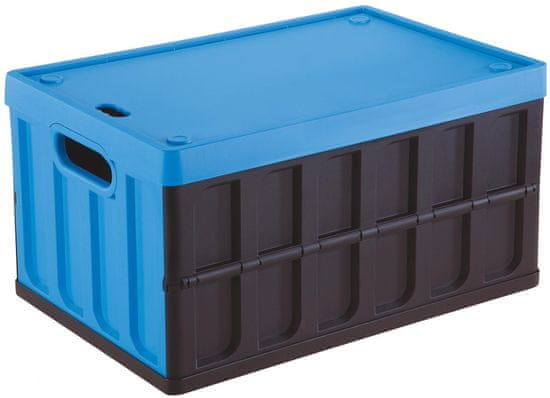 Tontarelli Összecsukható tárolód doboz 46L fedéllel, fekete/kék