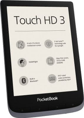 EBook olvasó PocketBook 632 Touch HD 3, 16 GB, nagy memória, vízálló, intelligens világítás, nagy felbontású, érintőképernyő 