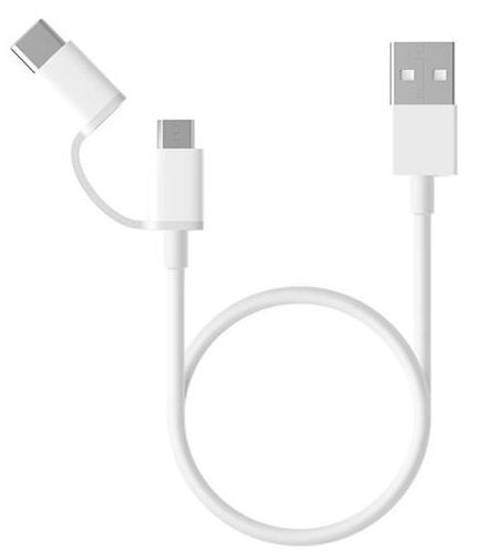 Xiaomi 2 in 1 USB Cable MicroUSB to Type C 100 cm White