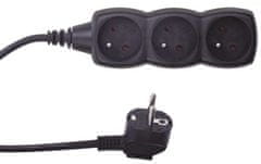 EMOS Hosszabbító kábel kapcsolóval, 3 aljzat, 5 m, fekete