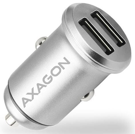 AXAGON PWC-5V4, mini SMART autós töltő, 2× port 5 V - 2,4 A + 2.4 A, 24 W, PWC-5V4