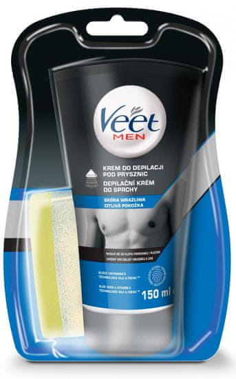 Veet Men Silk&Fresh szőrtelenítő krém zuhanyba, érzékeny bőrre, 150 ml