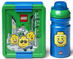 LEGO Iconic Boy tízórai szett üveg és tároló - kék/zöld